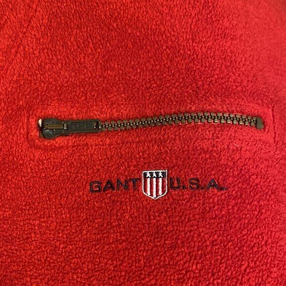 Gant USA The Rugger Fleece Red Half Zip Up Sweatshirt Size Large - Picture 5 of 7